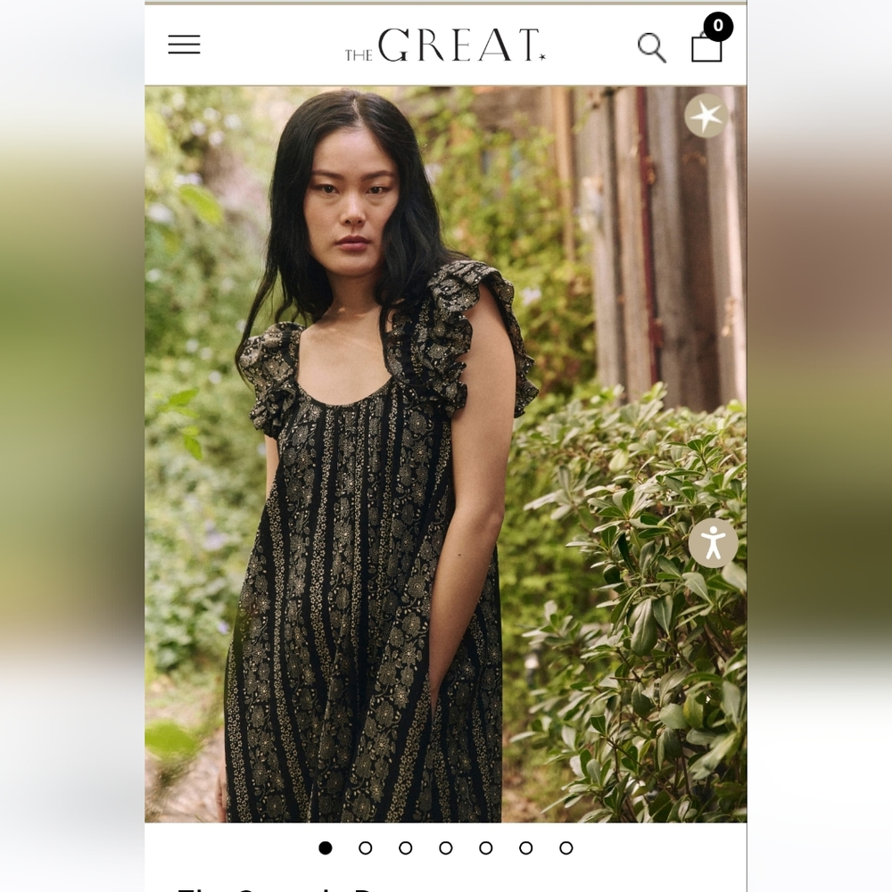 THE GREAT Cascade Dress - Black and Cream - Size 1